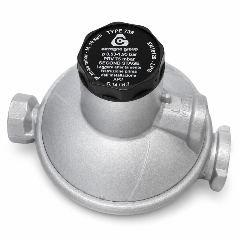 Regulator GPL faza a II-a tip 738 cu debit de 10 kg/h și ieșire de 37 mbar